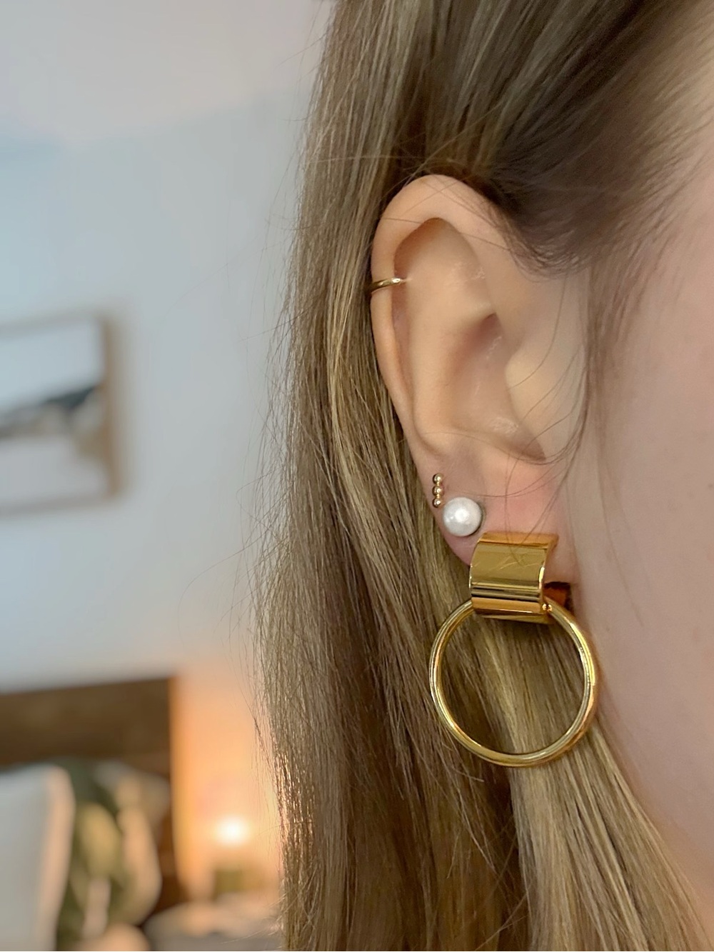 Jenny Bird Polished Gold Hoop-and-Bar Drop Earrings - Picture 4 of 4